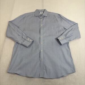 Charles Tyrwhitt Mens Dress Shirt 17.5-35 L Slim Fit Non-Iron Blue White Chrty
